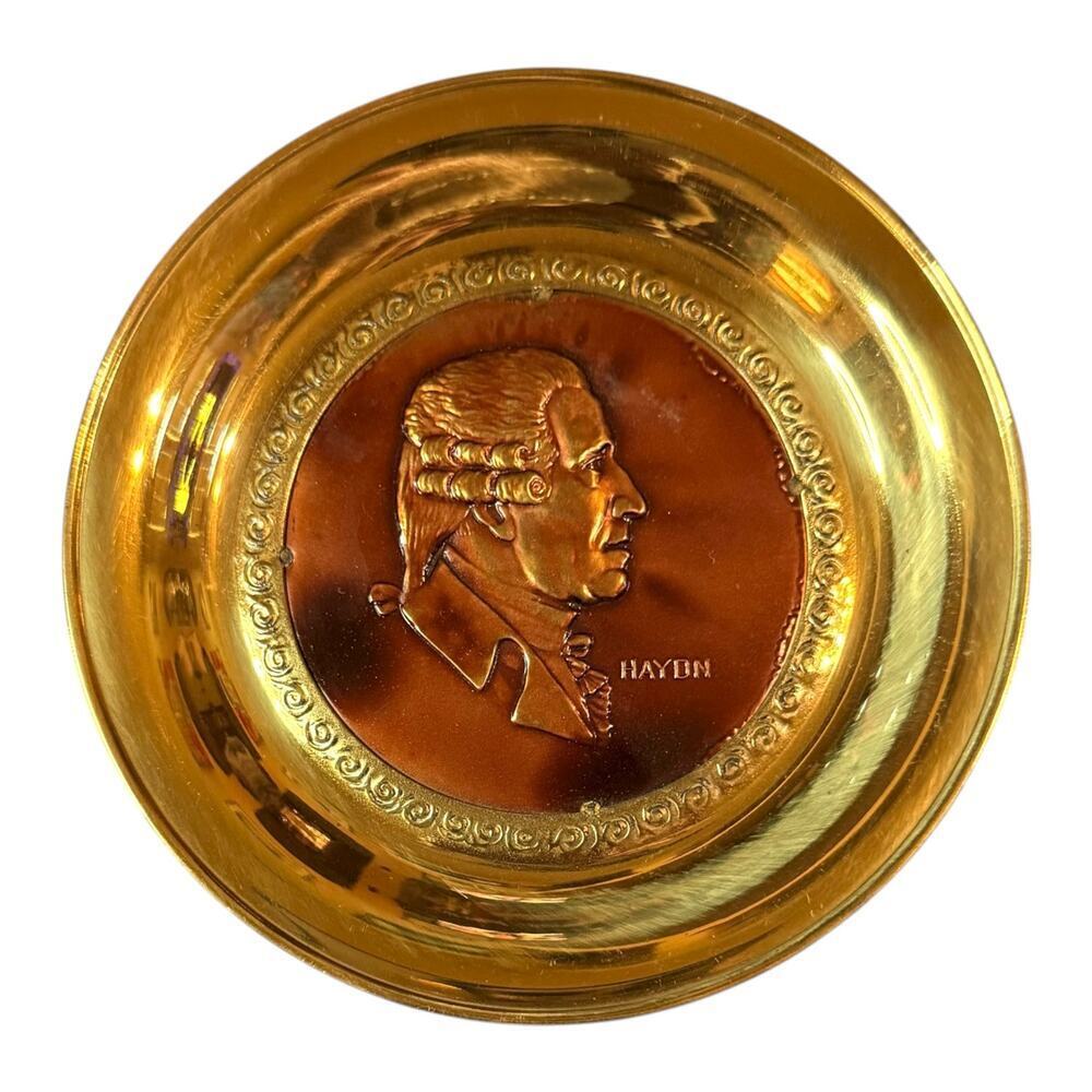 Vintage Brass Haydn Wall Plate High Polish Made in England